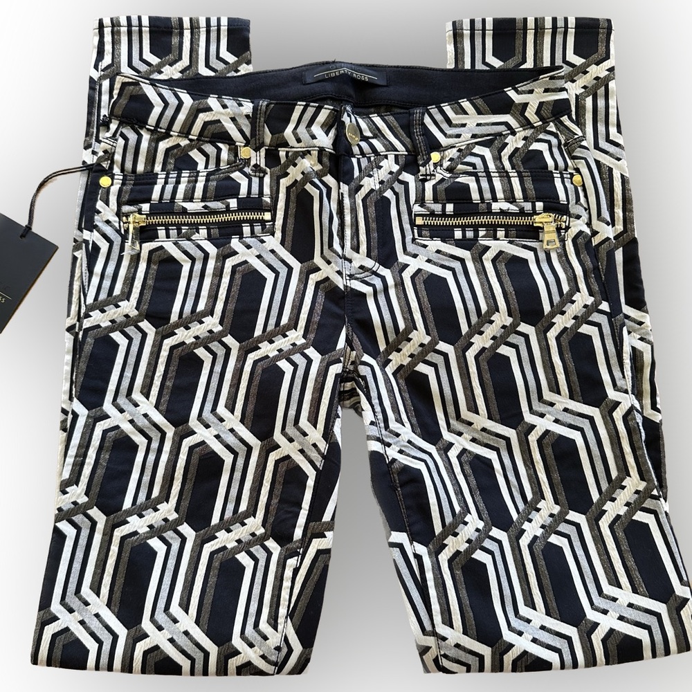 NWT Genetic denim X Liberty Ross Metallic mid-rise jacquard skinny jeans 26